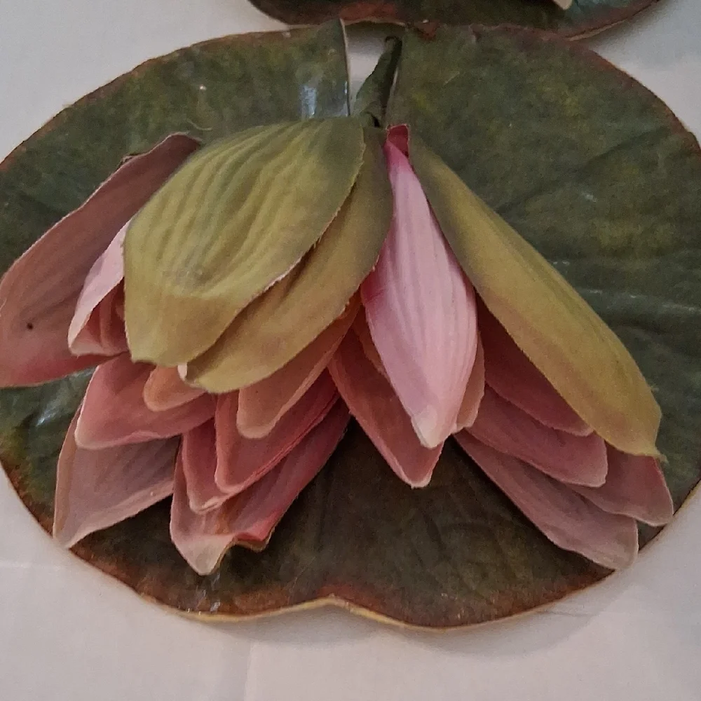 Handmade Pink Faux Water Lily Lotus Pond Picks Craft Floral Decor Set of 10